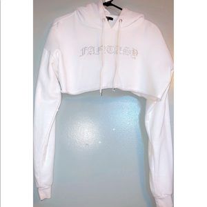 White diamond Crop Hoodie